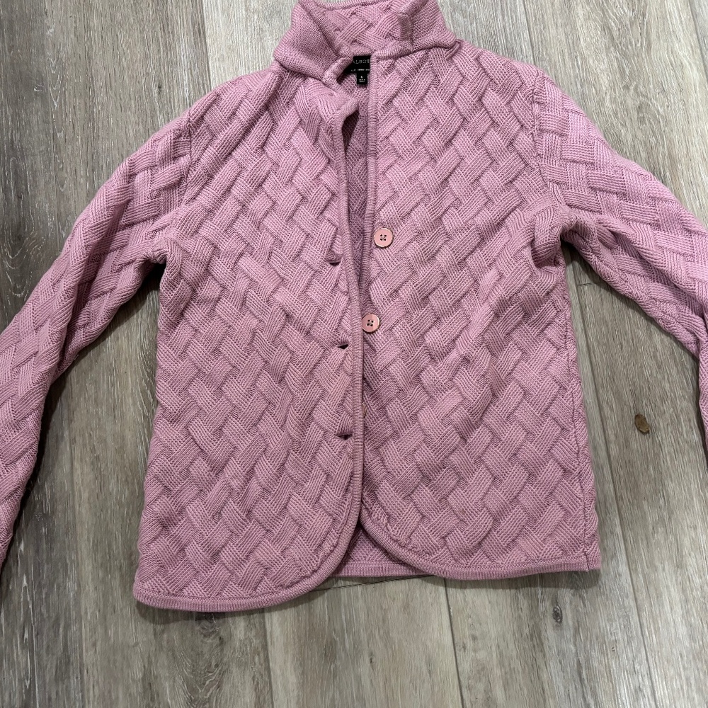 Talbot's Pink Sweater Jacket.  100% Wool.  Size S (can fit medium)